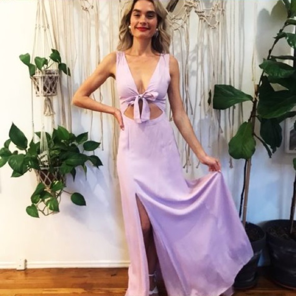 revolve Lavender privacy please lilac tie front maxi dress - Picture 6 of 9